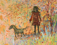 Girl with dog from Poetry Month poster