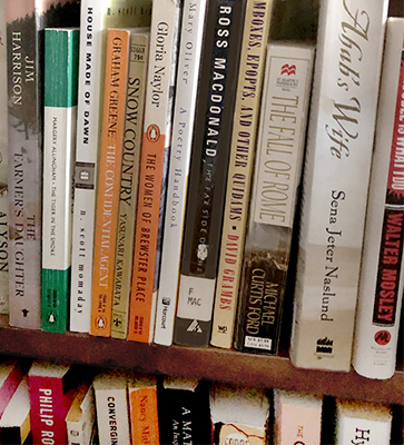 a shelf of used books