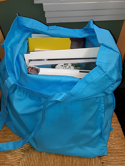 Photo of bag stuffed with books