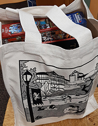 Photo of bag stuffed with books