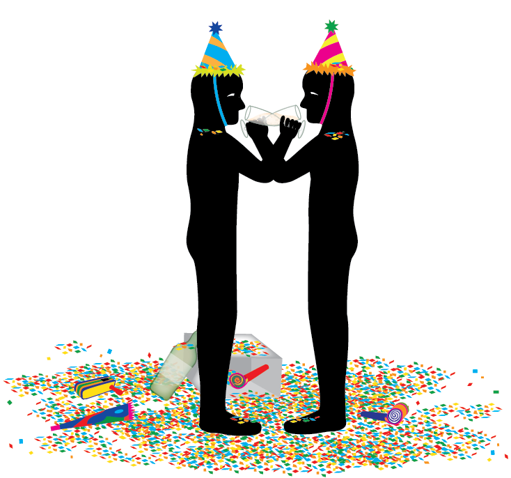 New Year's toasting people illustration