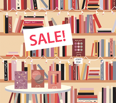 sale in bookstore illustration