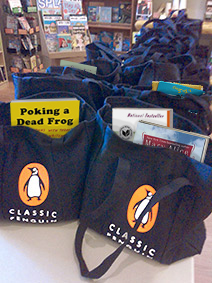 Book totes waiting to be awarded